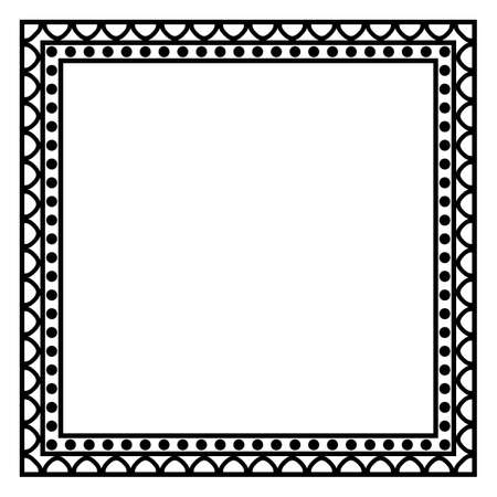 Border frame square pattern. islamic, indian, greek motifs. Geometric frames in black color isolated on white background. vector illustrationのイラスト素材
