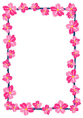 Flower frame border size a4, format a4. floral pattern. Cute floral background. Background with flower brush strokes. vector illustrationのイラスト素材
