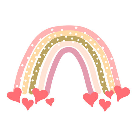 Scandinavian bohemian rainbow isolated on white background. Hand drawn clipart boho, kids decoration with cute rainbow. romantic style. vector illustrationのイラスト素材