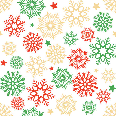 Snowflake seamless pattern. Snow pattern with snowflakes. Festive Christmas and New Year background. Winter vector stock illustrationのイラスト素材