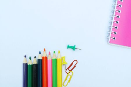 Colorful Clips and note, pencil background