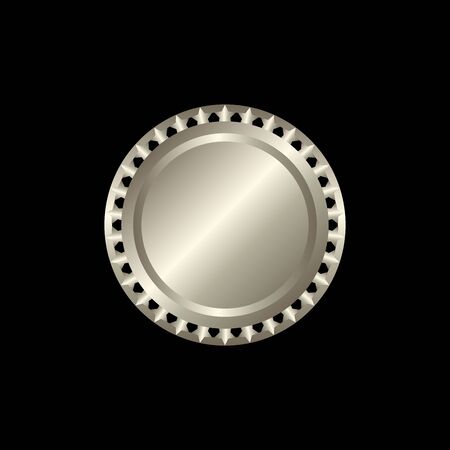 Round golden badge isolated on a Black background, seal stamp gold luxury elegant banner con, Vector illustration certificate gold foil seal or medal isolated.のイラスト素材