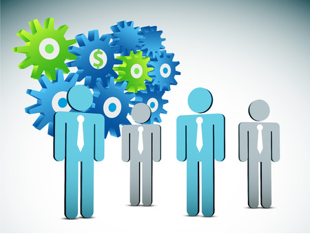 Vector illustration of business people nad gears. EPS10 file. Contains blending mode. のイラスト素材