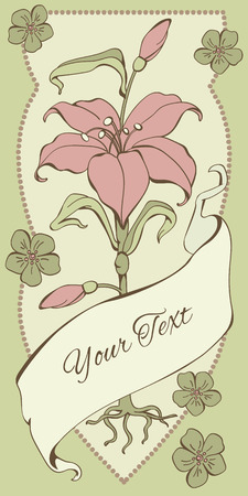 Card with Lily Vector Templateのイラスト素材