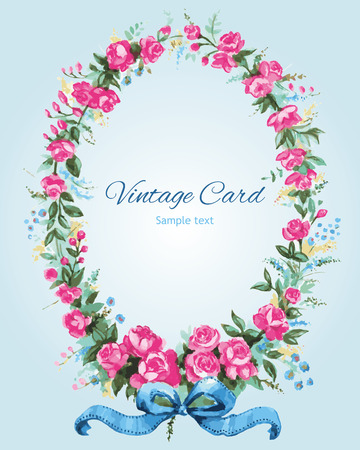 Hand Drawn Flower Frame with Rosesのイラスト素材