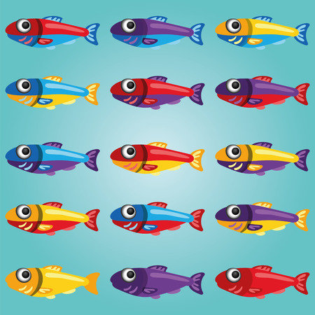 Set of Bright Cartoon Style Fishesのイラスト素材