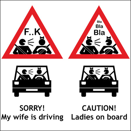 Woman driving vector windshield signのイラスト素材