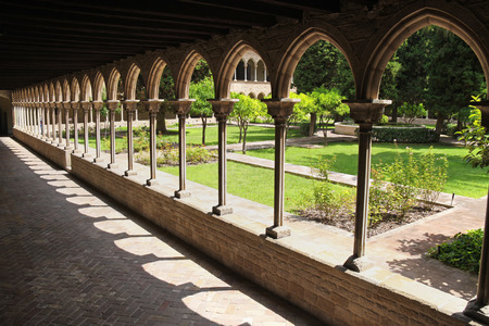 Green garden in a monastery in Barcelona, Spain.の写真素材