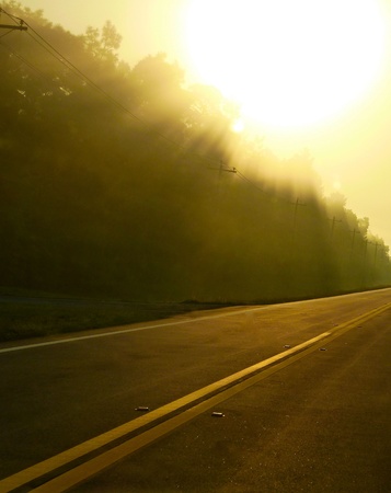 A road at morningの写真素材