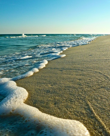 The shoreline at sunset.の写真素材