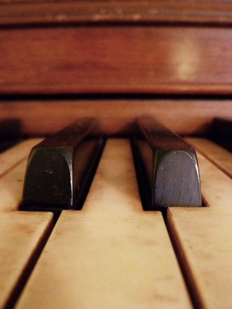 A close up view of piano keys.の写真素材