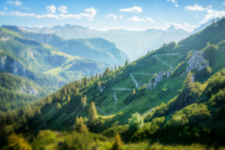 Stunning landscape with mountain range.の写真素材