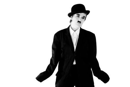 Girl plays the role of a comedianの写真素材