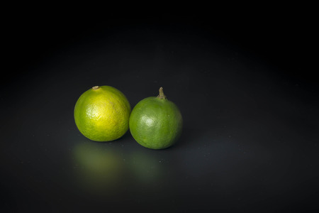 Lime  on black backgroundの写真素材