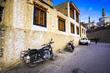 India, 27 NOV 2017, Sham Valley Ladakh, Buddhist temple on top oh mountain at Sham Valley Ladakh.のeditorial素材