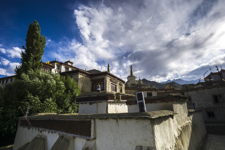 India, 27 NOV 2017, Sham Valley Ladakh, Buddhist temple on top oh mountain at Sham Valley Ladakh.のeditorial素材