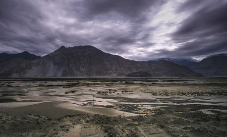 Natural landscape in Nubra valley, Leh Ladakh, Jammu and Kashmir, Indiaの写真素材