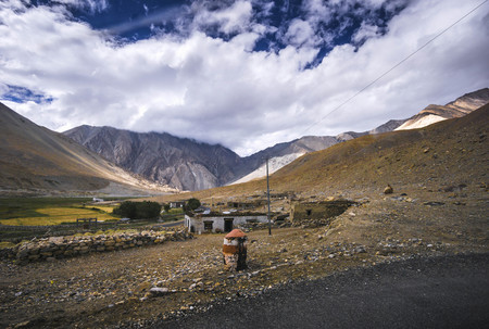 Scenery landscape with mountain and cloud in ladakh, India.の写真素材