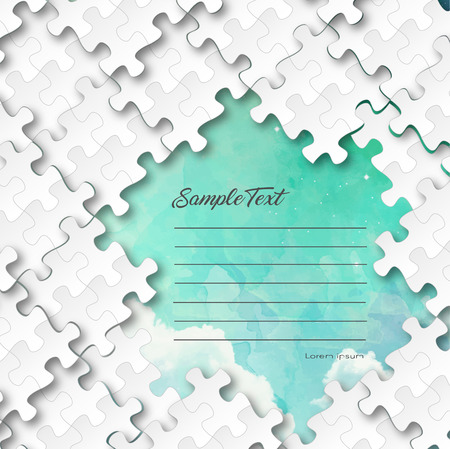 Vector jigsaw puzzle with sample text.のイラスト素材