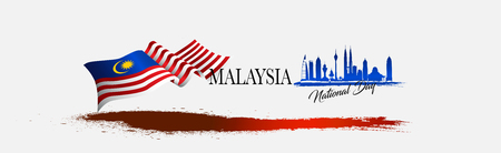 Vector illustration malaysia flag with Malaysia  text. Banner or templet for broucher art element.のイラスト素材