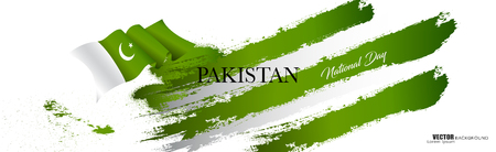 Pakistan Independence day vector illustration, design template, banner or art element.のイラスト素材