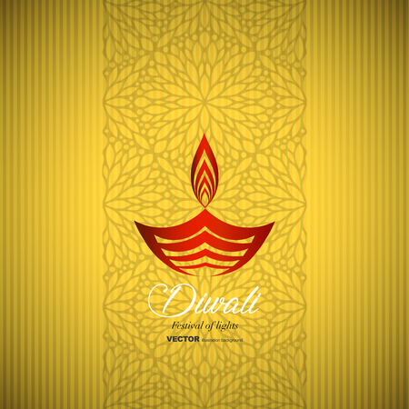 Happy Diwali traditional Indian festival greeting card with ornament background vector illustration.のイラスト素材