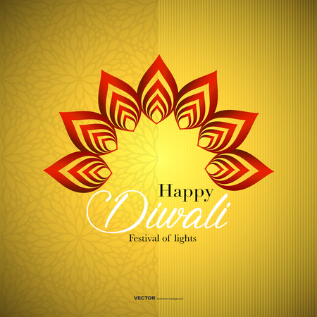 Happy Diwali traditional Indian festival greeting card with ornament background vector illustration.のイラスト素材