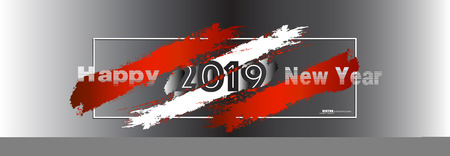 2019 New Year calligraphy with design element for greeting card, flyers, leaflets, postcards and posters. Vector illustration.のイラスト素材