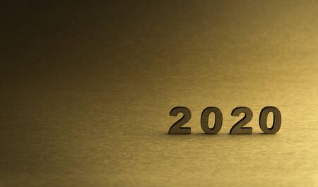 Happy New Year 2020. Symbol from number 2020 on brown background