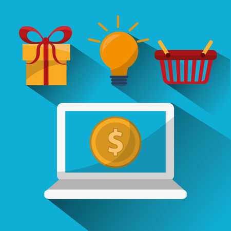 Digital marketing concept with shopping icons design, vector illustration 10 eps graphic.のイラスト素材