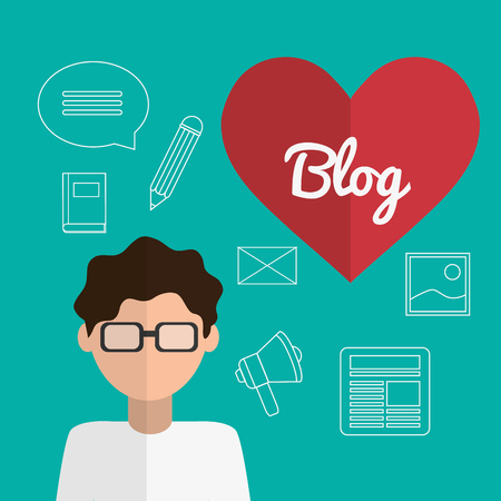 Blog concept with technology icons design, vector illustration 10 eps graphic.のイラスト素材