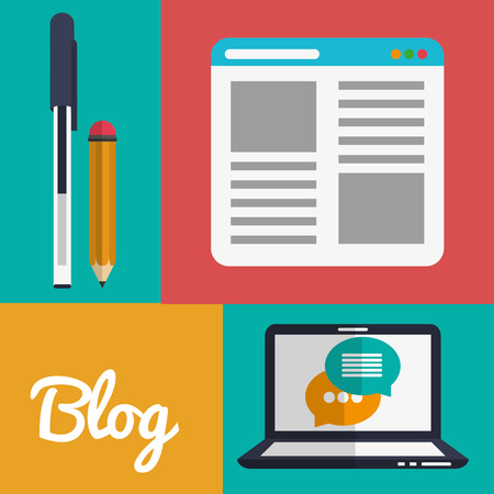 Blog concept with technology icons design, vector illustration 10 eps graphic.のイラスト素材