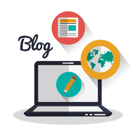 Blog concept with technology icons design, vector illustration 10 eps graphic.のイラスト素材