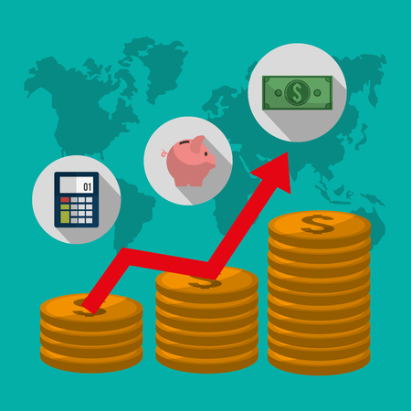 Profit  concept with money and business icons design, vector illustrationのイラスト素材