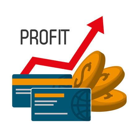 Profit  concept with money and business icons design, vector illustration のイラスト素材