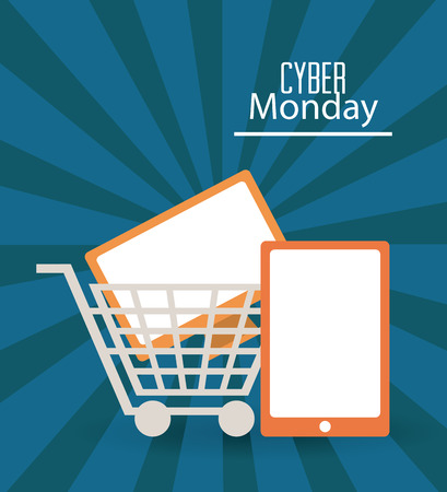 Cyber monday concept with sale icons design, vector illustrationのイラスト素材
