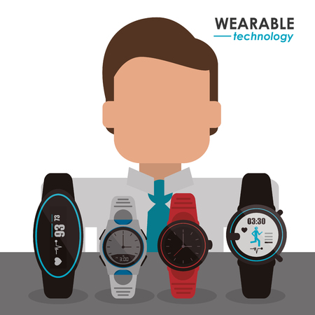 Wearable technology concept and multimedia icons design, vector illustration 10 eps graphic.のイラスト素材