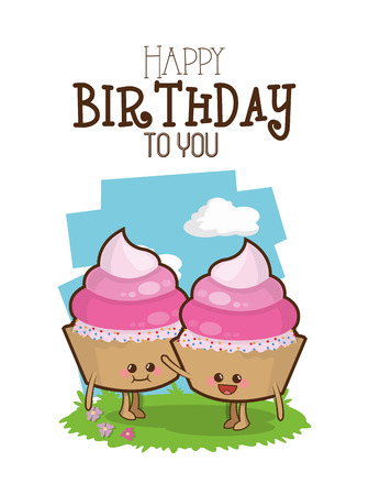Happy birthday concept with cartoon icon design, vector illustration 10 eps graphic.のイラスト素材