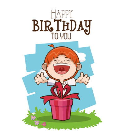 Happy birthday concept with cartoon icon design, vector illustration 10 eps graphic.のイラスト素材