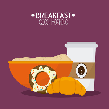 Breakfast concept with food icons design, vector illustration 10 eps graphic.のイラスト素材