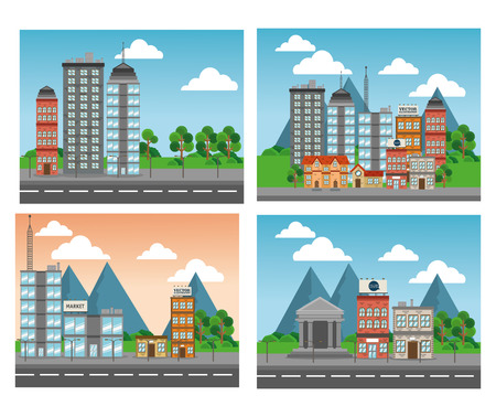 City concept with nature icon designのイラスト素材
