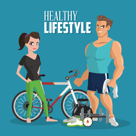 Healthy lifestyle  concept with fitness icon design, vector illustration 10 eps graphic.のイラスト素材