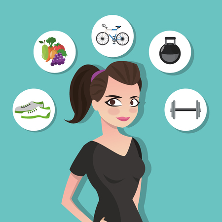 Healthy lifestyle  concept with fitness icon design, vector illustration 10 eps graphic.のイラスト素材