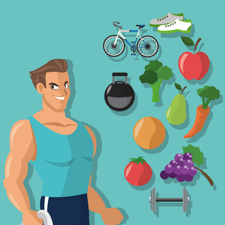 Healthy lifestyle  concept with fitness icon design, vector illustration 10 eps graphic.のイラスト素材