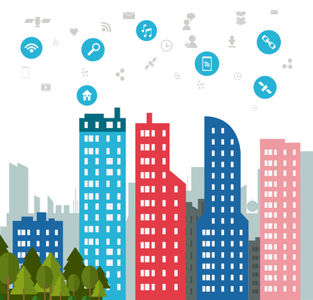Smart city concept with building icon design, vector illustration 10 eps graphic.のイラスト素材