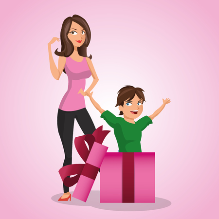 Happy mothers day concept with icon designのイラスト素材