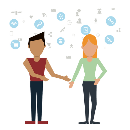 People concept with social network icon designのイラスト素材