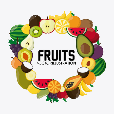 Healthy food concept with fruits icon designのイラスト素材
