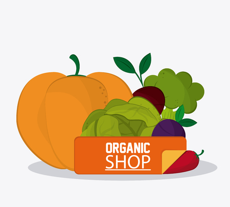 Organic food concept with heathy food icon design, vector illustration 10 eps graphic.のイラスト素材