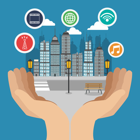 Smart city concept with icon design, vector illustration 10 eps graphic.のイラスト素材